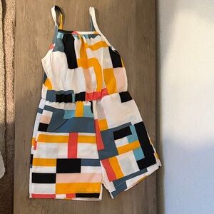 Colorful Geometric Print Romper